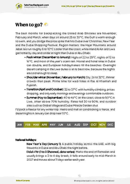 example page 3 from our offline Travel Guide for United Arab Emirates